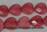 CCN2244 15.5 inches 15*15mm faceted heart candy jade beads wholesale