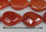 CCN2328 15.5 inches 18*25mm faceted flat teardrop candy jade beads