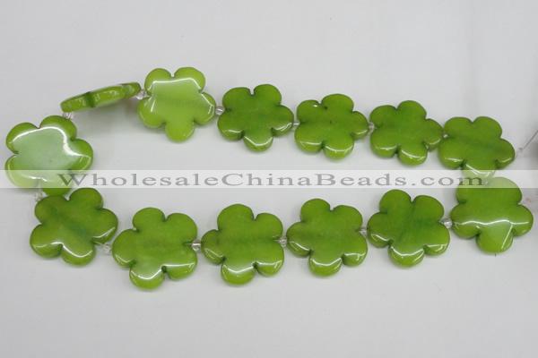 CCN2356 15.5 inches 30mm carved flower candy jade beads wholesale