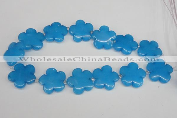 CCN2358 15.5 inches 30mm carved flower candy jade beads wholesale