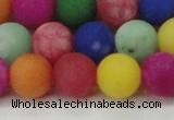 CCN2556 15.5 inches 14mm round mixed color matte candy jade beads