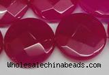 CCN270 15.5 inches 25mm faceted coin candy jade beads wholesale