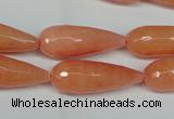 CCN2883 15.5 inches 10*30mm faceted teardrop candy jade beads