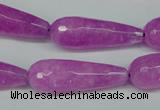 CCN2885 15.5 inches 10*30mm faceted teardrop candy jade beads