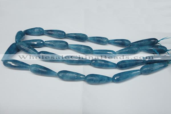 CCN2887 15.5 inches 10*30mm faceted teardrop candy jade beads