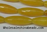 CCN2913 15.5 inches 10*30mm faceted rice candy jade beads