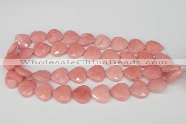 CCN356 15.5 inches 20*20mm faceted heart candy jade beads wholesale