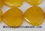 CCN370 15.5 inches 25*25mm faceted heart candy jade beads wholesale