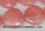 CCN372 15.5 inches 25*25mm faceted heart candy jade beads wholesale