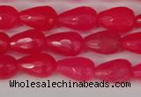 CCN3777 15.5 inches 8*12mm faceted teardrop candy jade beads