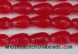 CCN3778 15.5 inches 8*12mm faceted teardrop candy jade beads