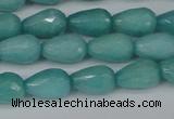 CCN3786 15.5 inches 8*12mm faceted teardrop candy jade beads