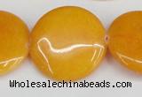 CCN3840 15.5 inches 30mm flat round candy jade beads wholesale