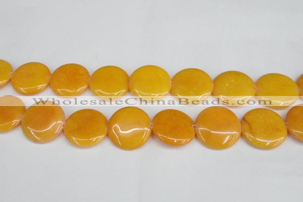 CCN3840 15.5 inches 30mm flat round candy jade beads wholesale