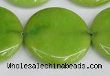 CCN3856 15.5 inches 35mm flat round candy jade beads wholesale