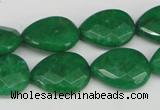 CCN388 15.5 inches 15*20mm faceted flat teardrop candy jade beads