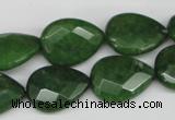 CCN389 15.5 inches 15*20mm faceted flat teardrop candy jade beads