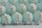 CCN4612 15.5 inches 10mm round candy jade with rhinestone beads