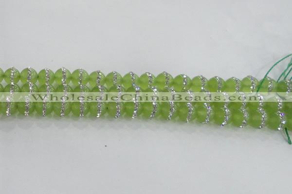 CCN4620 15.5 inches 6mm round candy jade with rhinestone beads