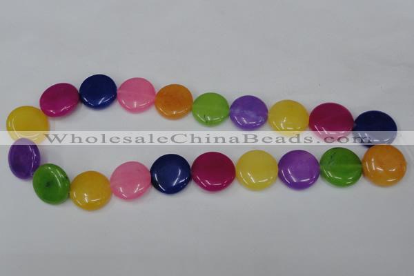 CCN504 15.5 inches 20mm flat round candy jade beads wholesale