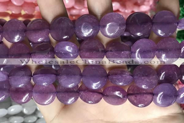 CCN5874 15 inches 15mm flat round candy jade beads Wholesale