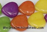 CCN728 15.5 inches 20*20mm heart candy jade beads wholesale