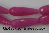 CCN982 15.5 inches 10*30mm faceted teardrop candy jade beads