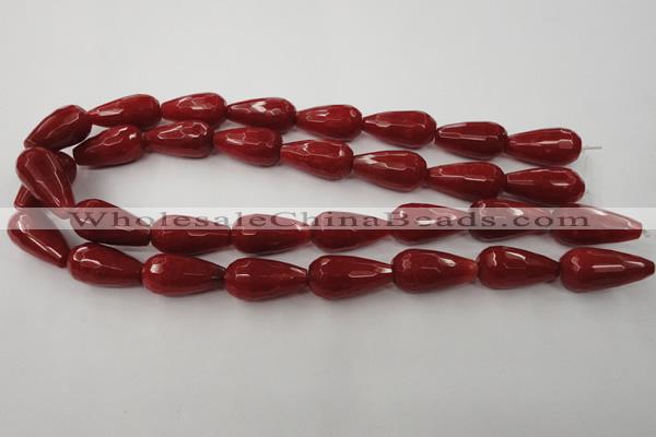 CCN992 15.5 inches 13*25mm faceted teardrop candy jade beads