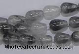 CCQ103 15.5 inches 8*12mm teardrop cloudy quartz beads wholesale