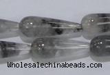 CCQ105 15.5 inches 10*30mm teardrop cloudy quartz beads wholesale