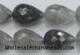 CCQ111 15.5 inches 15*22mm faceted teardrop cloudy quartz beads