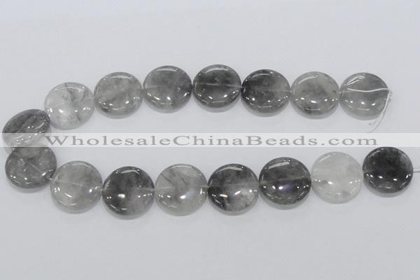 CCQ121 15.5 inches 25mm coin cloudy quartz beads wholesale