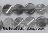 CCQ127 15.5 inches 12mm twisted coin cloudy quartz beads wholesale