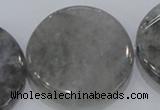 CCQ132 15.5 inches 40mm twisted coin cloudy quartz beads wholesale