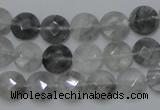 CCQ134 15.5 inches 10mm faceted coin cloudy quartz beads wholesale