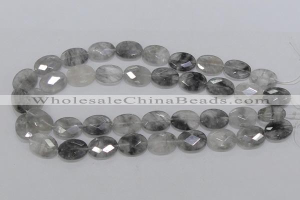 CCQ155 15.5 inches 15*20mm faceted oval cloudy quartz beads wholesale