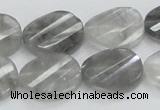 CCQ165 15.5 inches 12*20mm twisted & faceted oval cloudy quartz beads