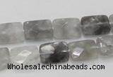 CCQ186 15.5 inches 10*14mm faceted rectangle cloudy quartz beads