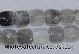 CCQ198 15.5 inches 10*10mm faceted square cloudy quartz beads