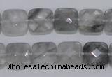 CCQ199 15.5 inches 12*12mm faceted square cloudy quartz beads