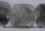 CCQ201 15.5 inches 30*30mm faceted square cloudy quartz beads