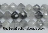 CCQ207 15.5 inches 8*8mm faceted diamond cloudy quartz beads