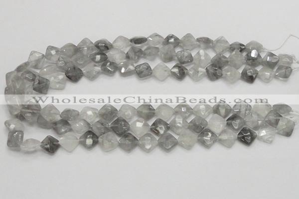 CCQ208 15.5 inches 10*10mm faceted diamond cloudy quartz beads