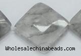 CCQ212 15.5 inches 30*30mm faceted diamond cloudy quartz beads