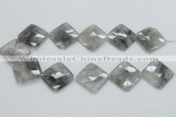 CCQ212 15.5 inches 30*30mm faceted diamond cloudy quartz beads