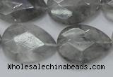 CCQ214 15.5 inches 18*25mm faceted flat teardrop cloudy quartz beads