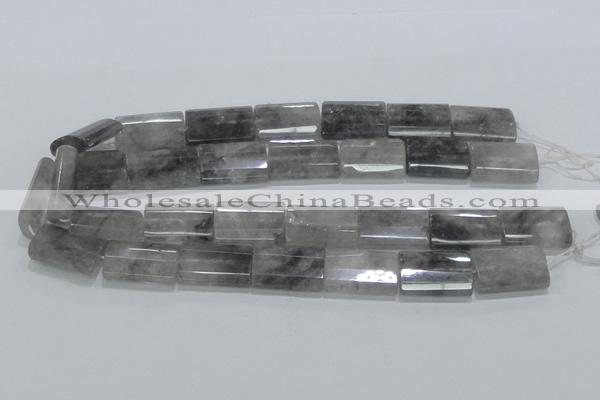 CCQ221 15.5 inches 18*25mm faceted & flat column cloudy quartz beads