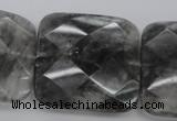 CCQ264 15.5 inches 35*35mm faceted square cloudy quartz beads