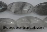 CCQ266 15.5 inches 15*30mm faceted oval cloudy quartz beads