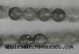 CCQ313 15.5 inches 10mm faceted round cloudy quartz beads wholesale